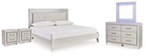 Best Deals Furniture - Ashley Furniture - Zyniden King Upholstered Panel Bed, Dresser, Mirror and 2 Nightstands - King Upholstered Panel Bed, Dresser, Mirror and 2 Nightstands - B2114B21